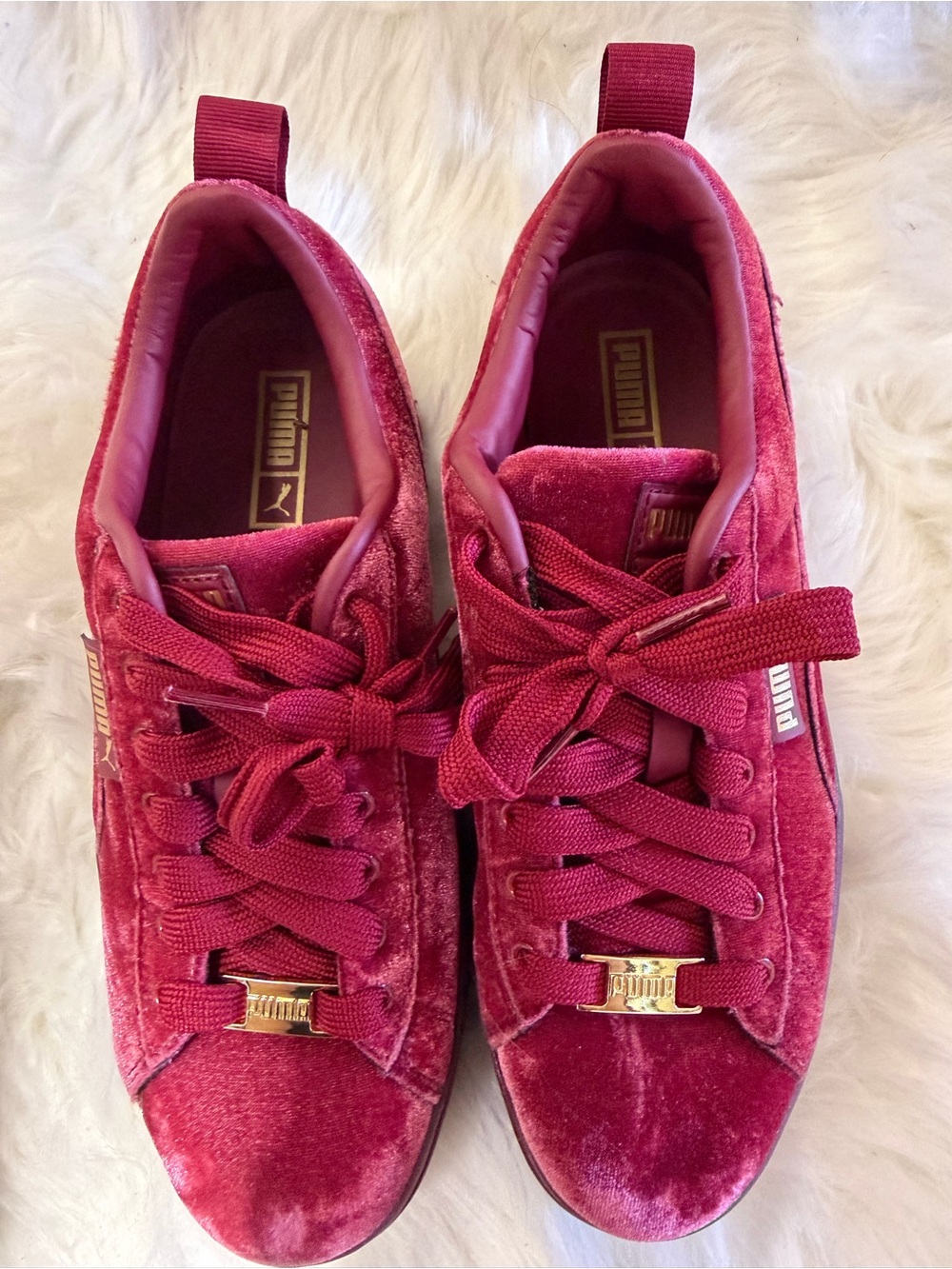 Puma Women's Velvet Sneakers in Deep Berry